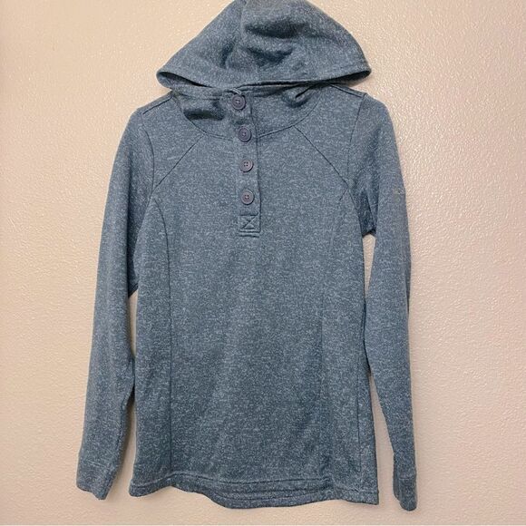 Columbia Castle Peak Pullover hoodie knit sweater quarter button Hooded S - Picture 1 of 10